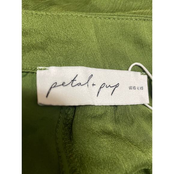 NEW Petal & Pup Julip Green Long Puff Sleeve Mock Neck Mesh Tiered Maxi Dress XS - Picture 5 of 6